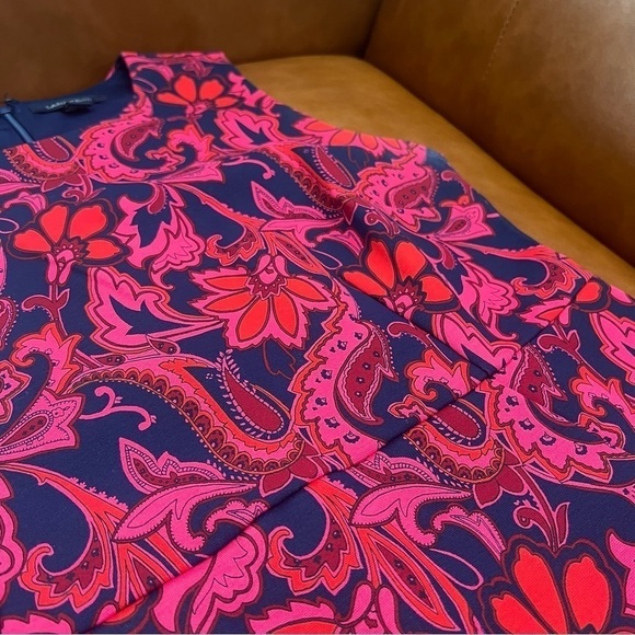 Lands End Women Sz 10 Sleeveless Ponte Knit Floral Sheath Dress Paisley Pockets - Picture 11 of 12